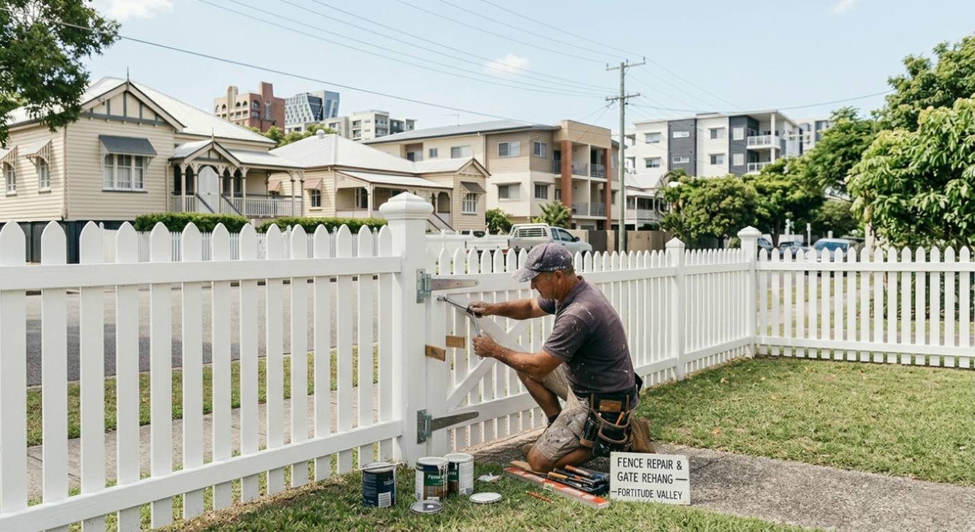 Fence repair and gate rehang — Fortitude Valley