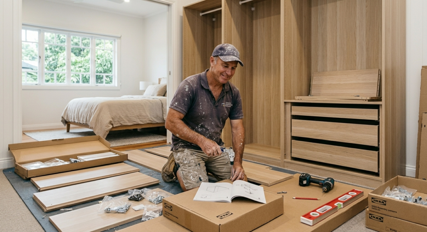 IKEA wardrobe and bookshelf assembly — New Farm